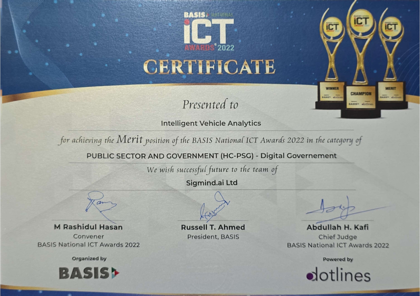 BASIS National ICT Award (Digital Govt. Category)